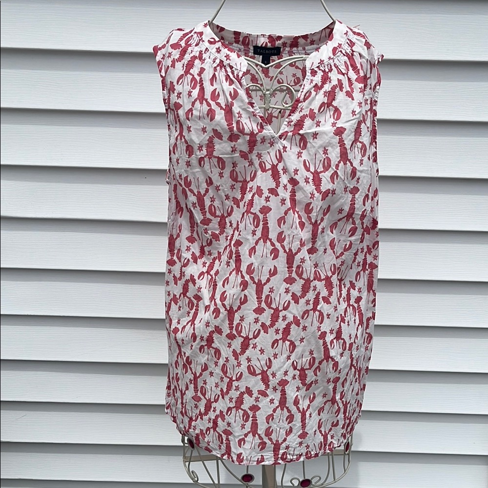 Talbots lobster 🦞 Sleeveless Top - Red and White 100% cotton